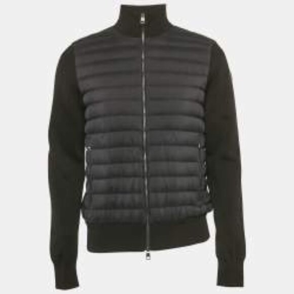 Moncler Black Nylon and Cotton Knit Maglia Tricot Cardigan Jacket - Picture 1 of 7